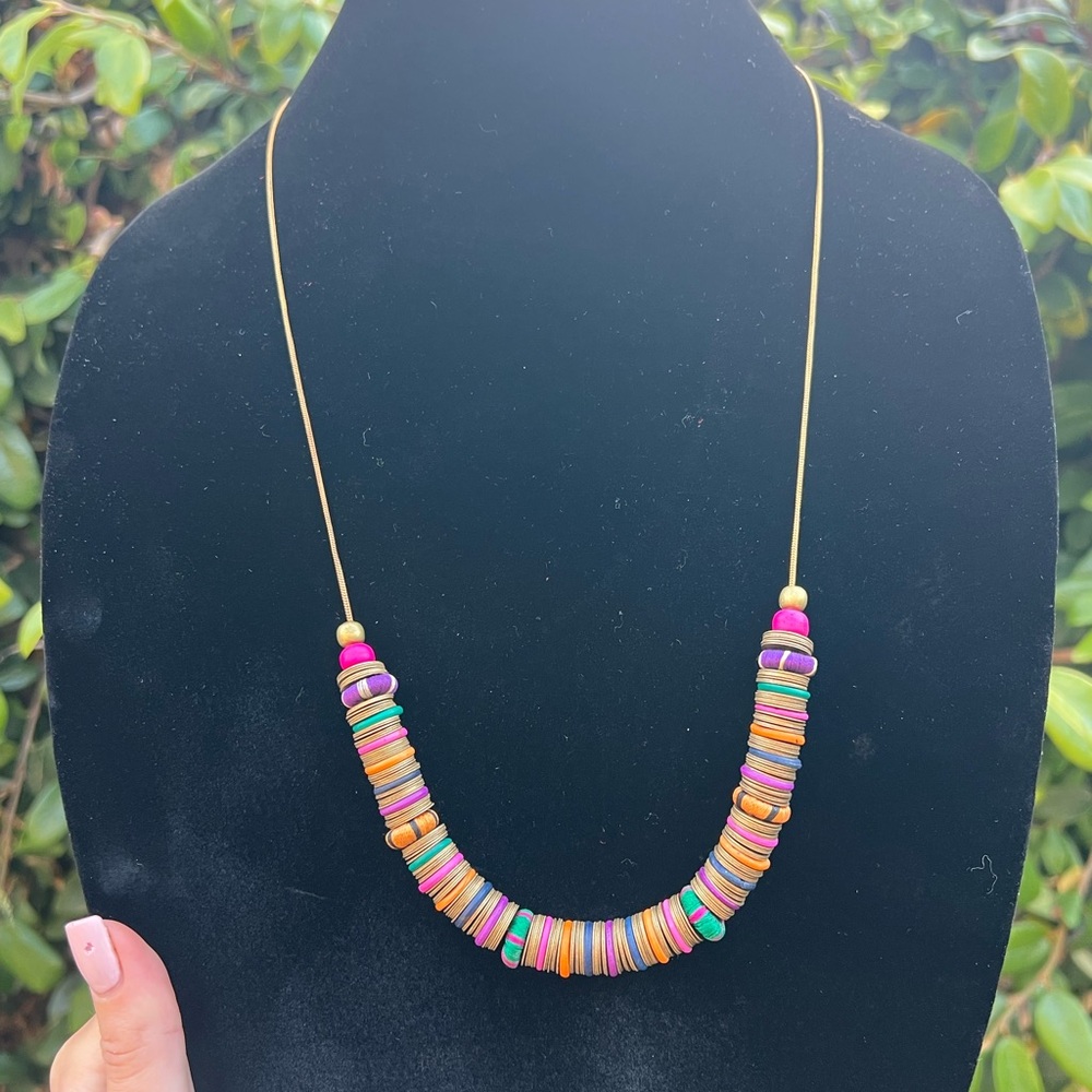 Johnny Was brass and Pink Beaded Necklace